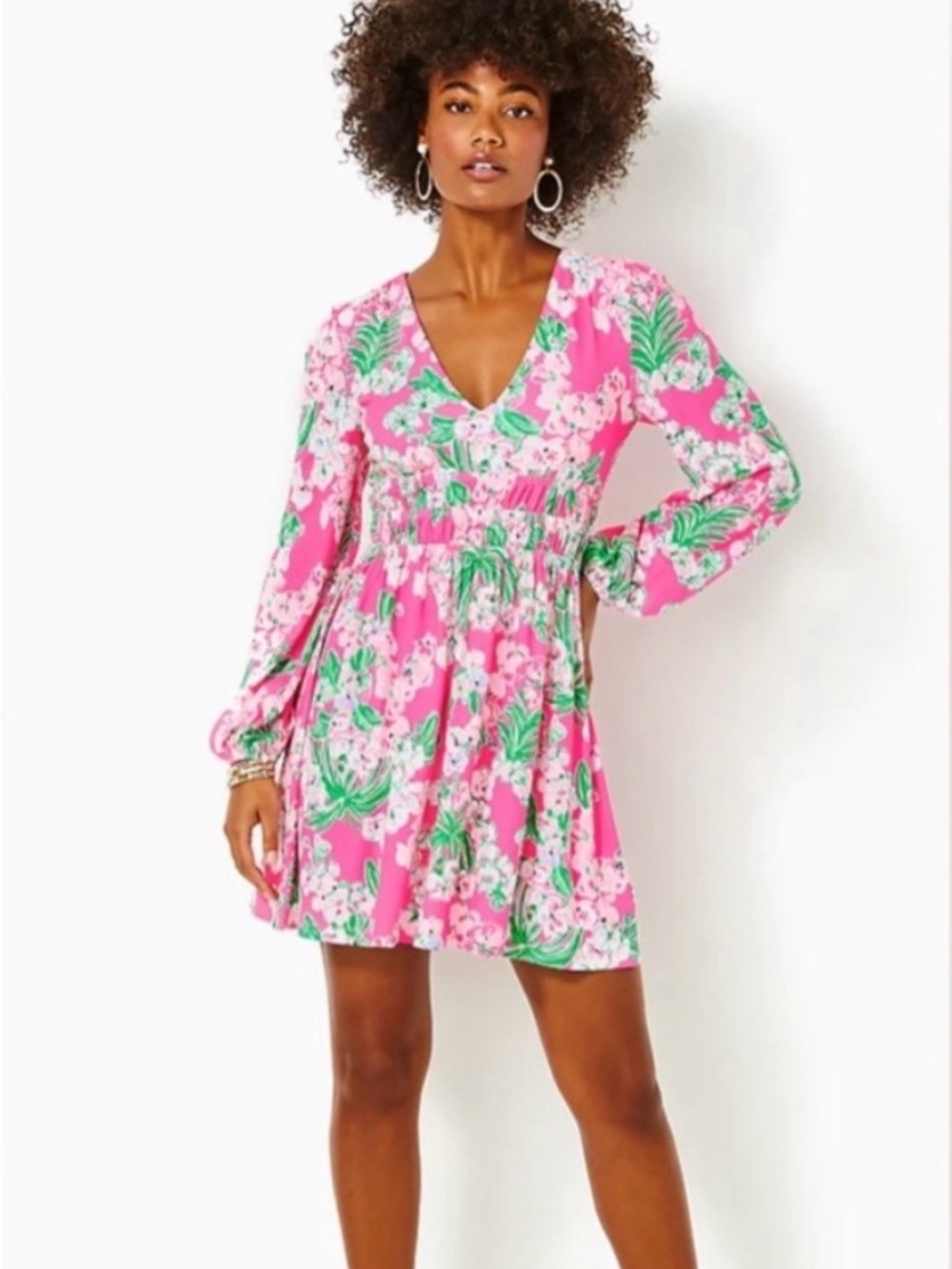 Lilly Pulitzer Calla V-Neck Dress in Roxie Pink Worth a Look Print